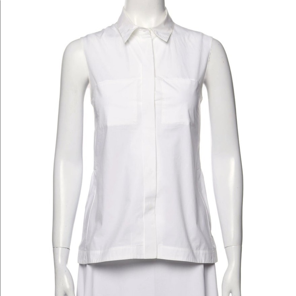 Marni White Collared Button Down Sleeveless Top Blouse Tank Sz 40